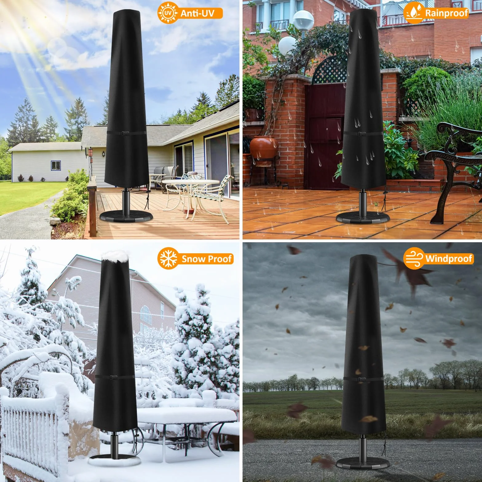 Pokrowiec na parasol ogrodowy 420D Oxford wodoodporny UV 2,5-4 m