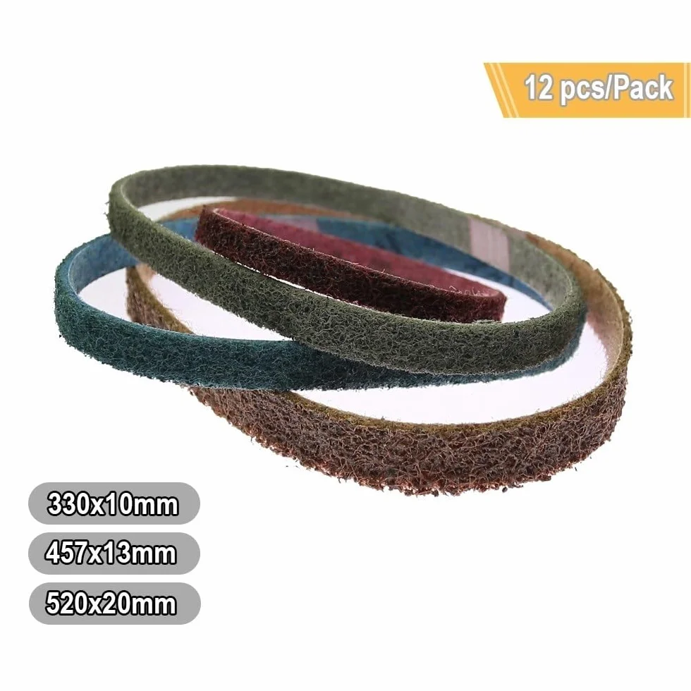 Taśmy Szlifierskie Z Tlenku Glinu, 12 Szt. Ścierne Włókniny Nylonowej, Zestaw Do Metalu I - O Ziarnistości Od Grubej Drobnej(Blue,457x13mm)
