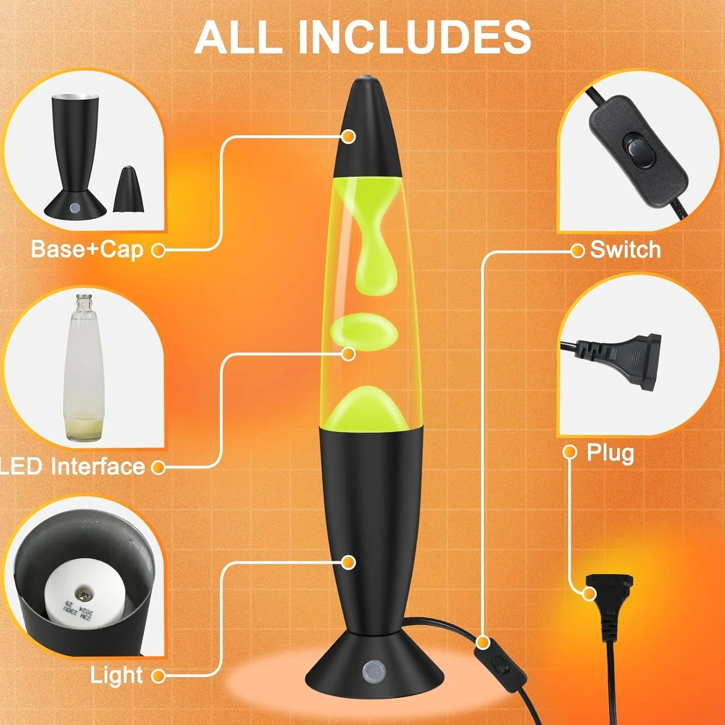 Lampa lawowa dla dzieci ze zmianą koloru, lampa lawowa, dla dorosłych, 17 kolorów, lampka nocna LED, relaksująca, idealna do sypialni, salonu, jako dekoracja domu