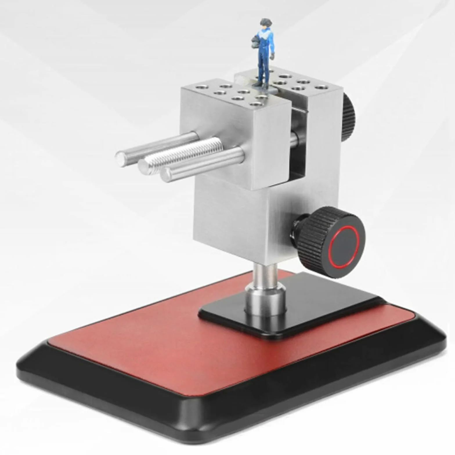 Mini imadło hobbystyczne, kierunkowe imadło stołowe dla modelarzy, regulowane imadło ze stopu aluminium CNC, z 8 pinezkami, do projektów DIY i prac jubilerskich