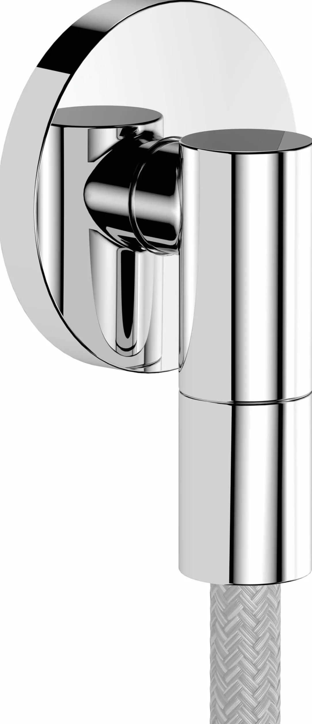 hansgrohe FixFit Fine S - podłączenie węża prysznicowego, przyłącze ścienne z zaworem zwrotnym, przyłącze węża, kąt podłączenia węża, chrom, 28882000