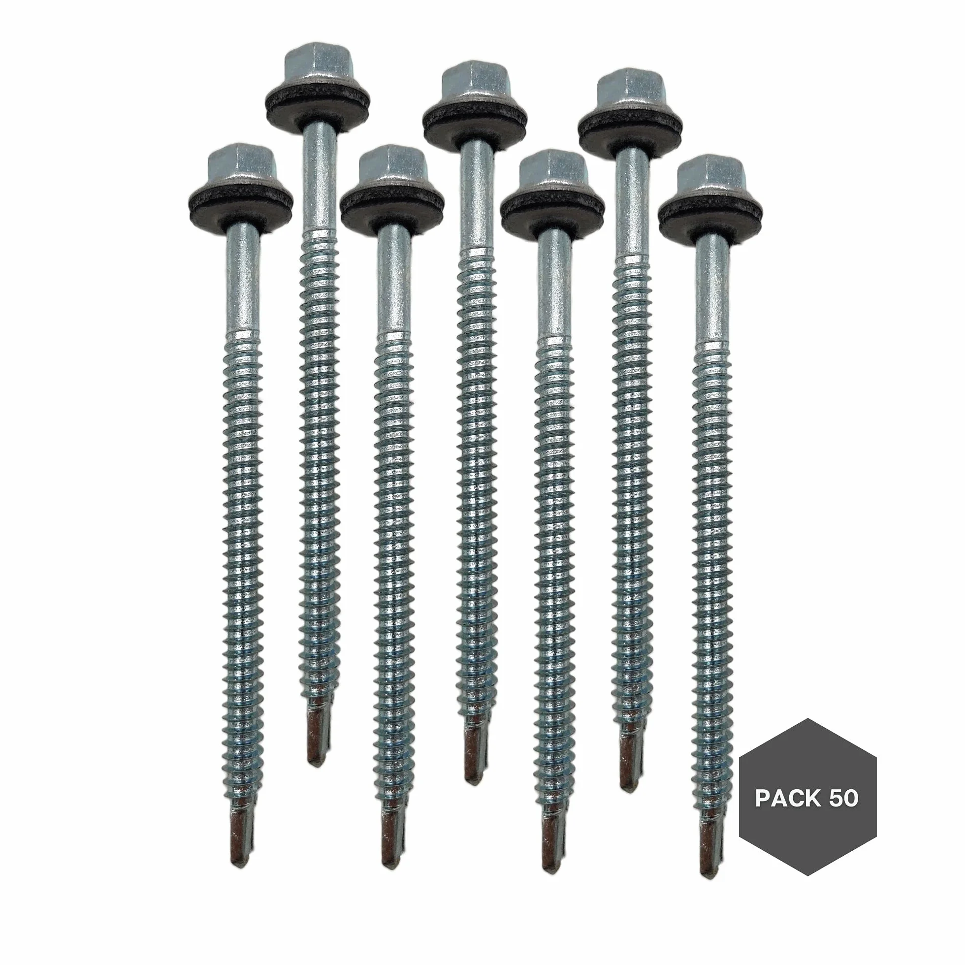 DOJA Industrial | METAL M6 WŚRUBY SAMOGRANICZNEJ | PACK 50 | 6,3 x 100 mm | Śruba do wiertarki samochodowej z sześciokątną końcówką uszczelniającą dla dodatkowego mocowania | Śruba samobójcza do