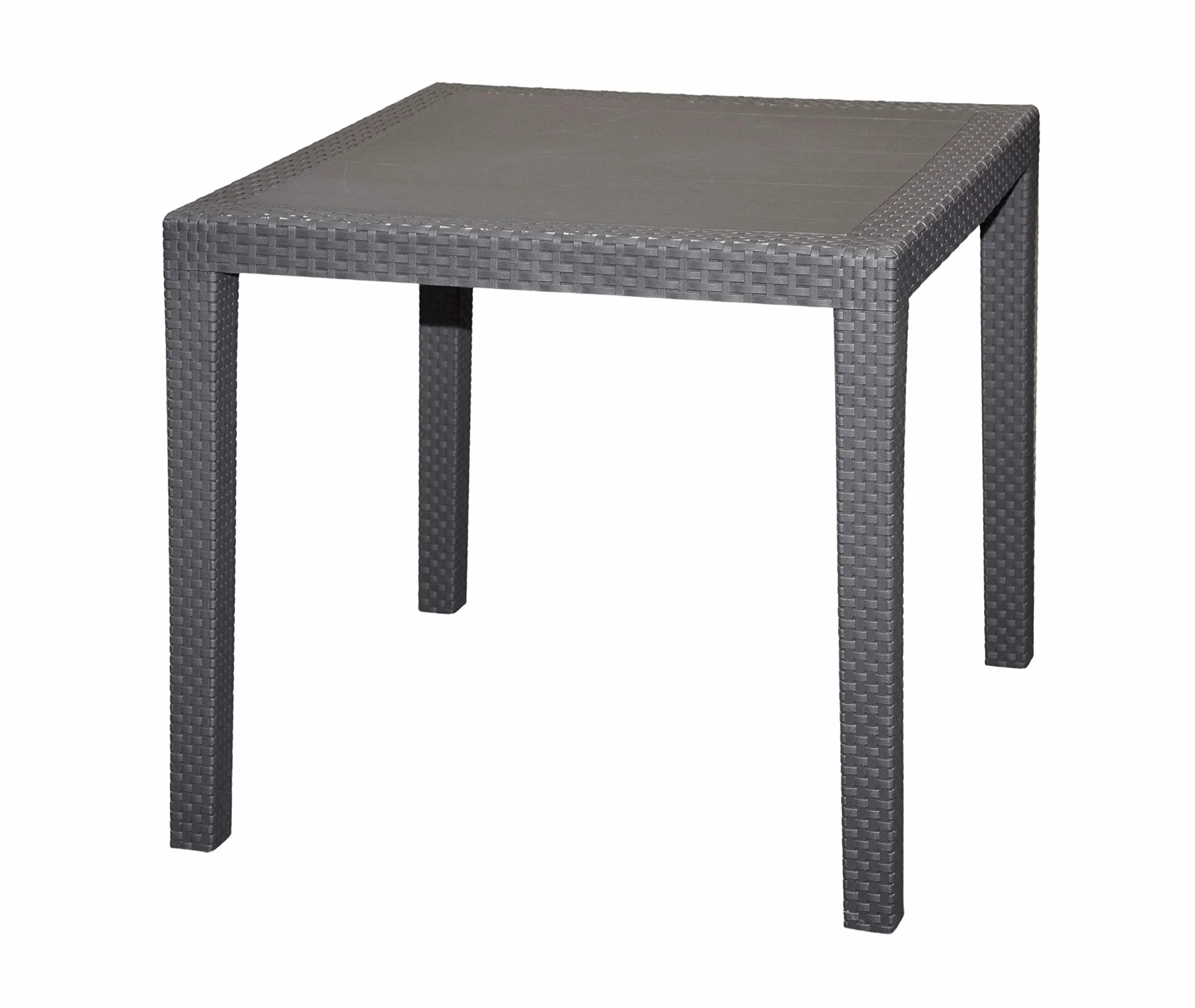 Spetebo Stół ogrodowy z rattanu w kolorze antracytowym – 79 x 79 x 72 cm – tworzywo sztuczne stół ogrodowy stół balkonowy stół rattanowy
