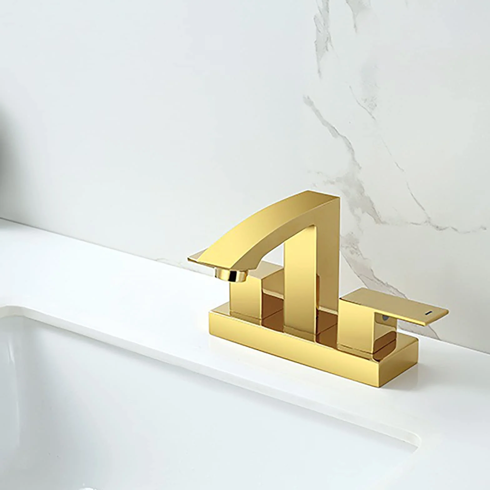 Bateria umywalkowa bateria umywalkowa mosiężna bateria umywalkowa ciepła i zimna bateria umywalkowa bateria stojąca bateria umywalkowa z podwójnym uchwytem, Gold Ye