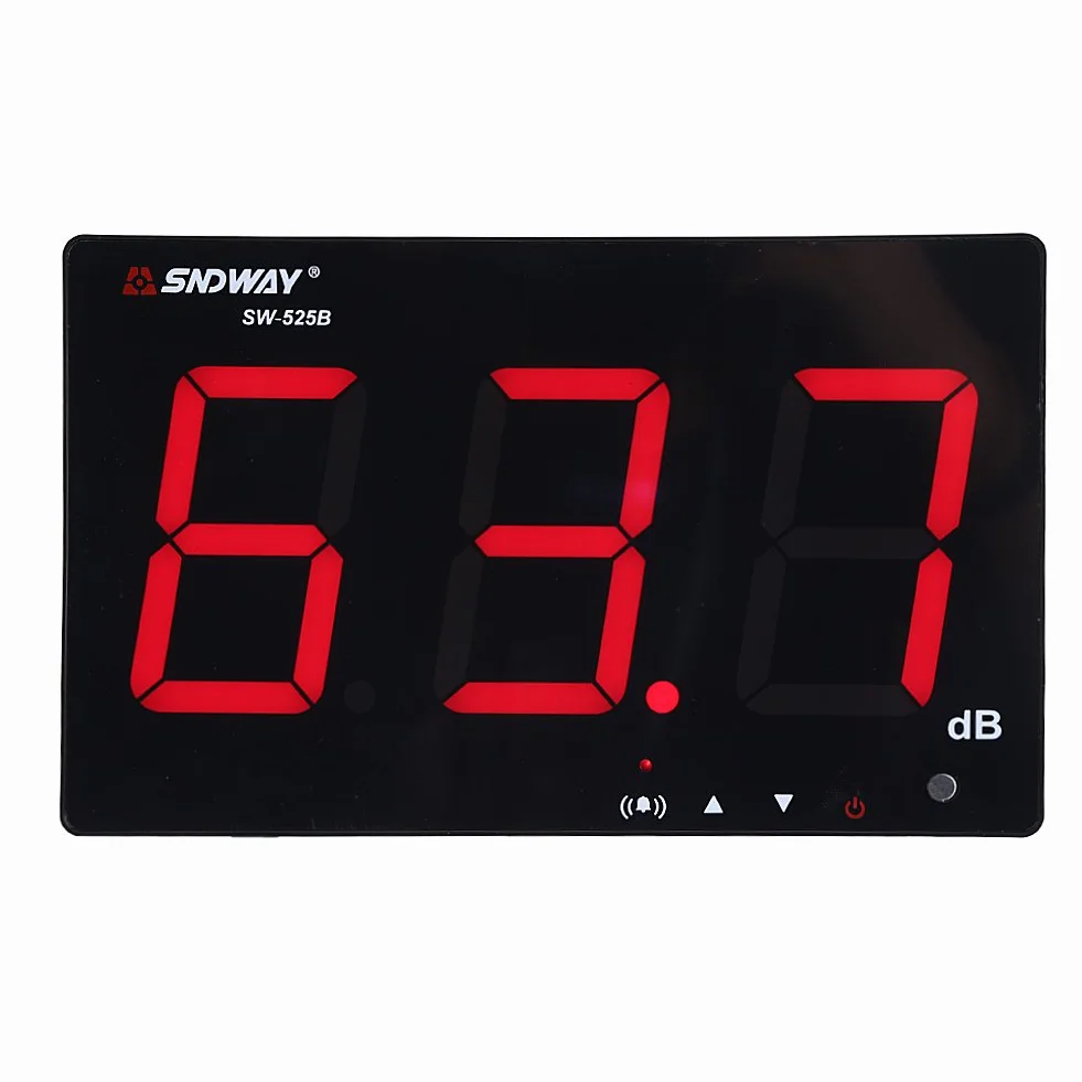 Miernik Poziomu Dźwięku SW-525B, 30-130 dB, Wyświetlacz LCD 9.6 Cala, USB, Montaż Ścienny, Rejestrator Danych z Alarmem, Czarny, 210x130x28mm