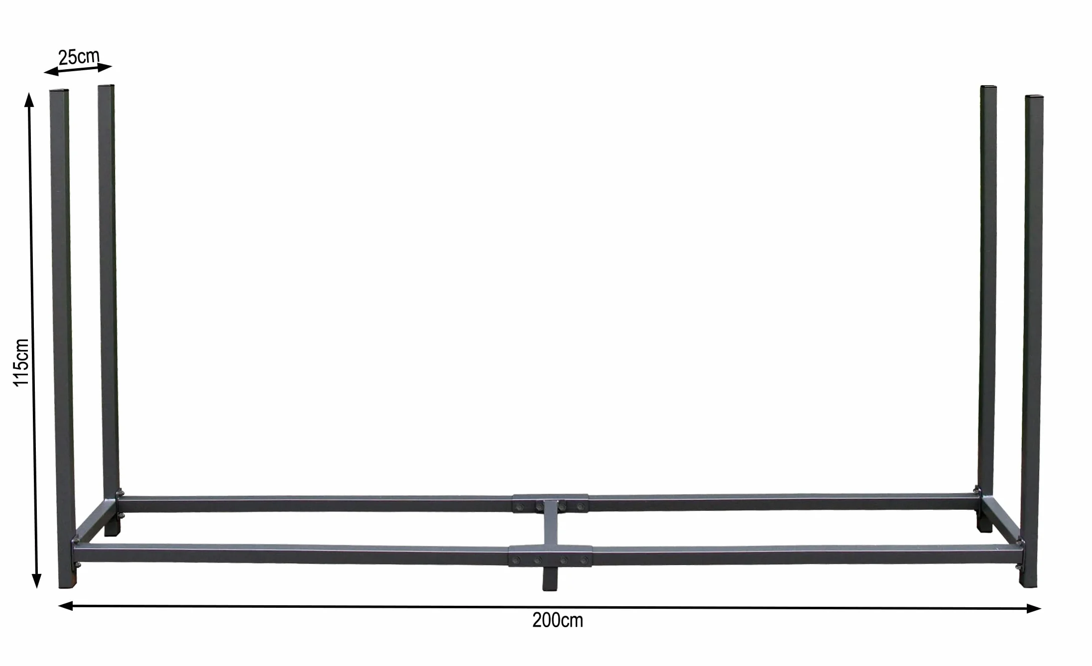 Regał na drewno kominkowe antracyt 200 x 25 x 115 cm stojak na drewno opałowe