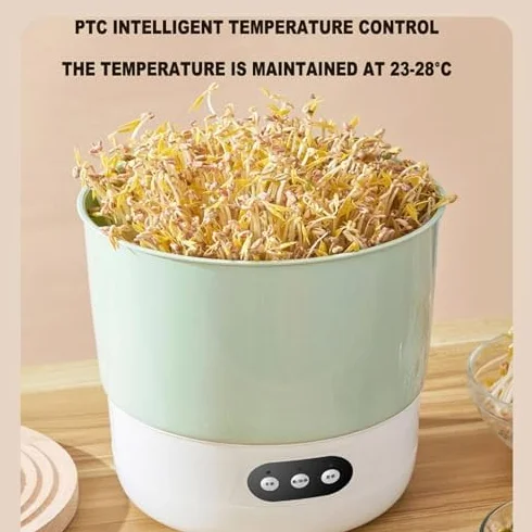 Smart Bean Sprout Maszyna 2-warstwowa duża pojemność 3 tryby sezonów zraszanie 360° zestaw kiełkowy