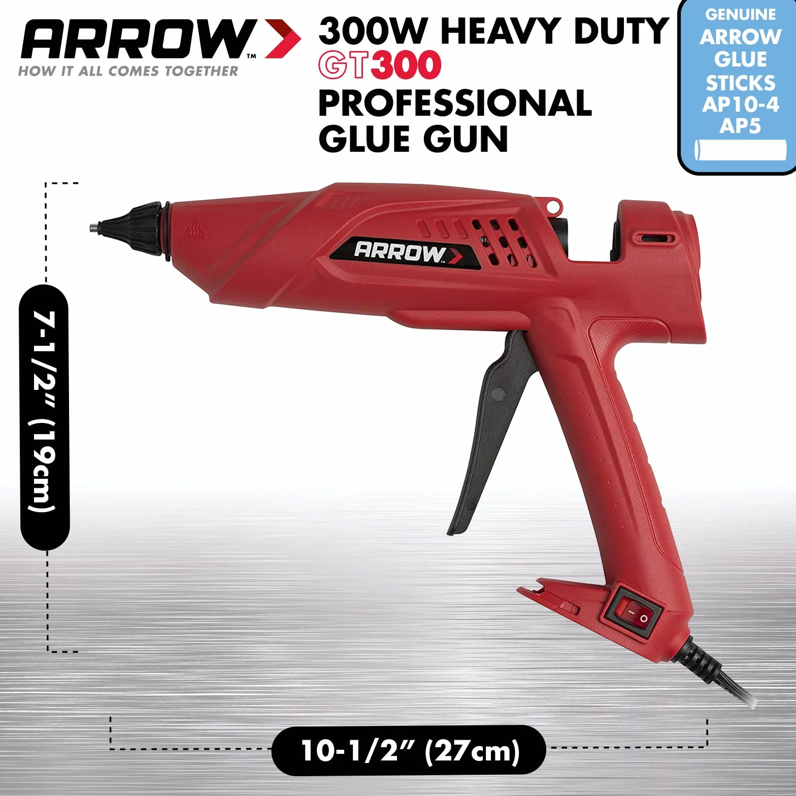 Arrow Fastener 300 W, wytrzymały, profesjonalny elektryczny pistolet do klejenia na gorąco, do rzemiosła, budownictwa i drewna, przezroczysty