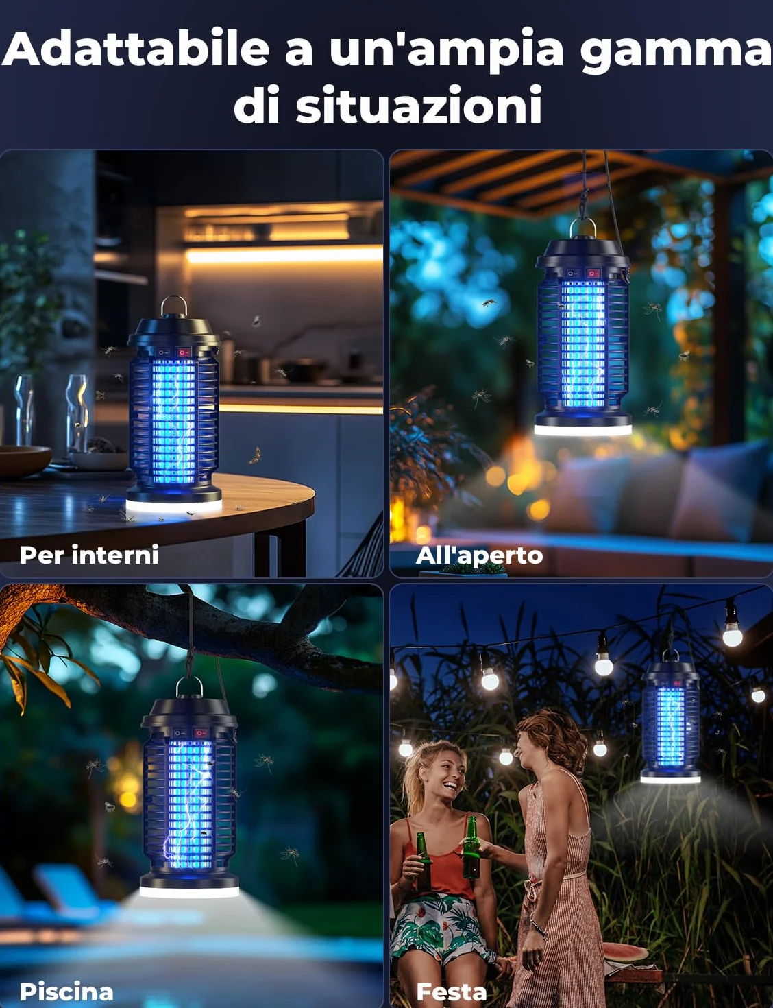YISSVIC Elektryczna lampa owadobójcza 4200 V IPX4 pułapka na komary UV LED