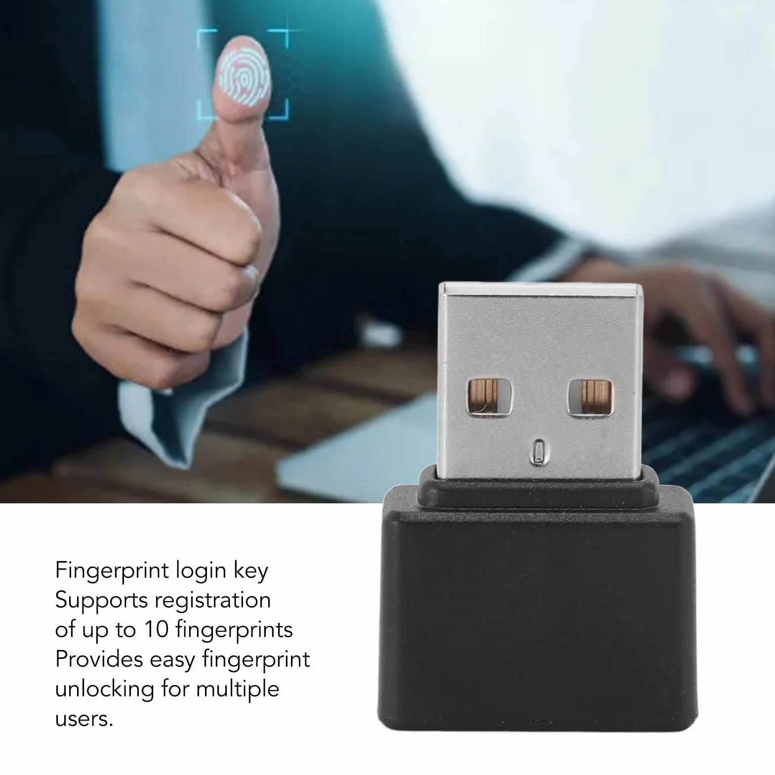 Klucz Logowania Odciskiem Palca, Silna kompatybilność z 10 11, Zaawansowana Technologia Bioodblokowania, Zapewnia Bezpieczeństwo, Idealny do Danych Osobowych (Port USB)