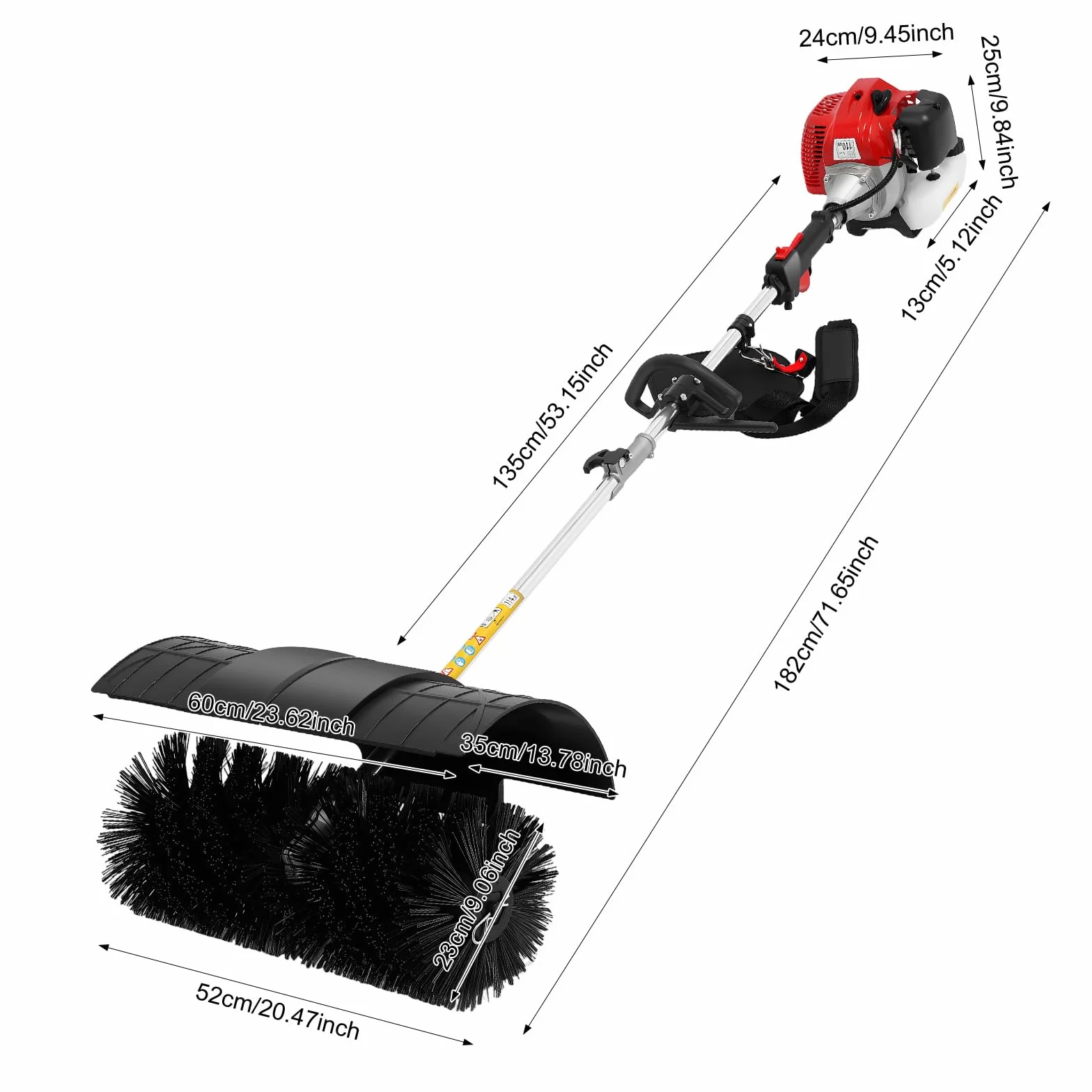 Zamiatarka spalinowa 2,3 HP 2-suwowa 52 cc ręczna do śniegu trawnika liści