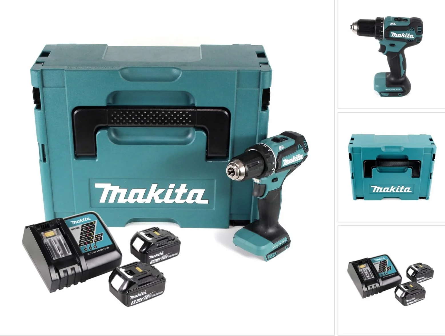 Makita DDF 485 RFJ 18 V wiertarko-wkrętarka akumulatorowa z 2 akumulatorami 3 Ah + ładowarka w Makpac