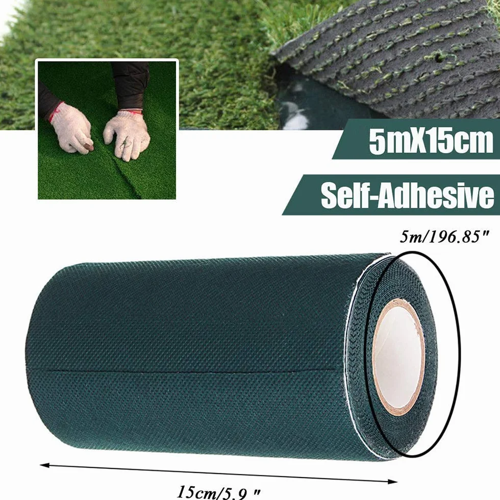 Taśma ze sztucznej trawy, taśma do fug do sztucznej trawy, samoprzylepna, taśma do fug, trawnika, sztuczna trawa, dywan trawnikowy (15 cm x 5 m)