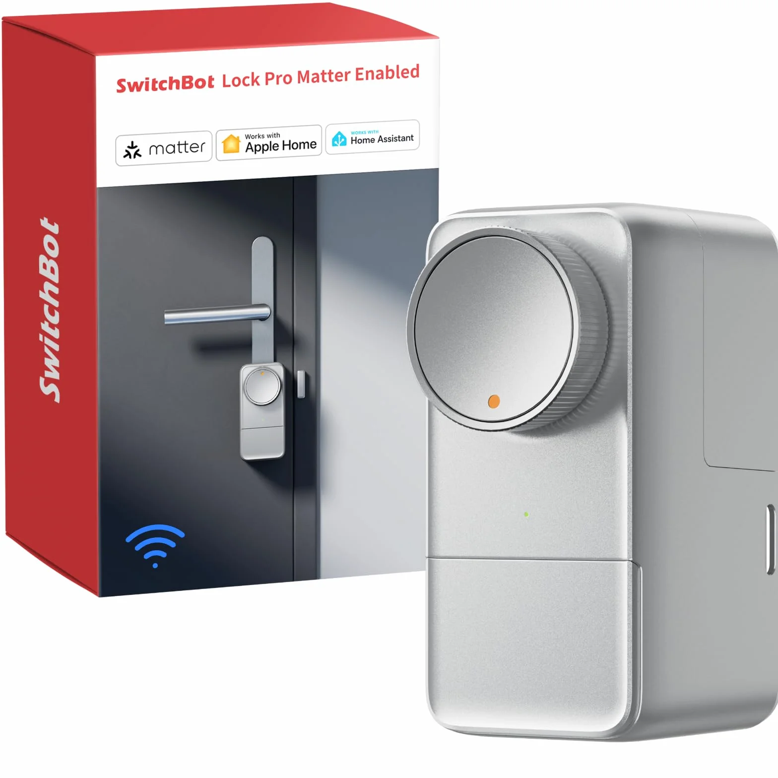 SwitchBot Smart Lock Pro Wi-Fi Smart Lock Pro z akumulatorem, Matter Over WiFi, elektroniczny zamek do drzwi, szybka instalacja na istniejącej zasuwie drzwi, obsługuje Apple Home, Alexa, Google Home