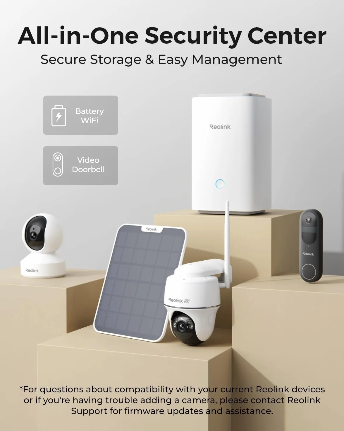 Reolink 4K Security Wireless Outdoor WiFi Surveillance Camera, 2.4/5 GHz WiFi, wykrywanie osób/pojazdów/zwierząt, brak opłat miesięcznych (Local Storage), HomeHub+2 Eco Ultra+ Solar Panel