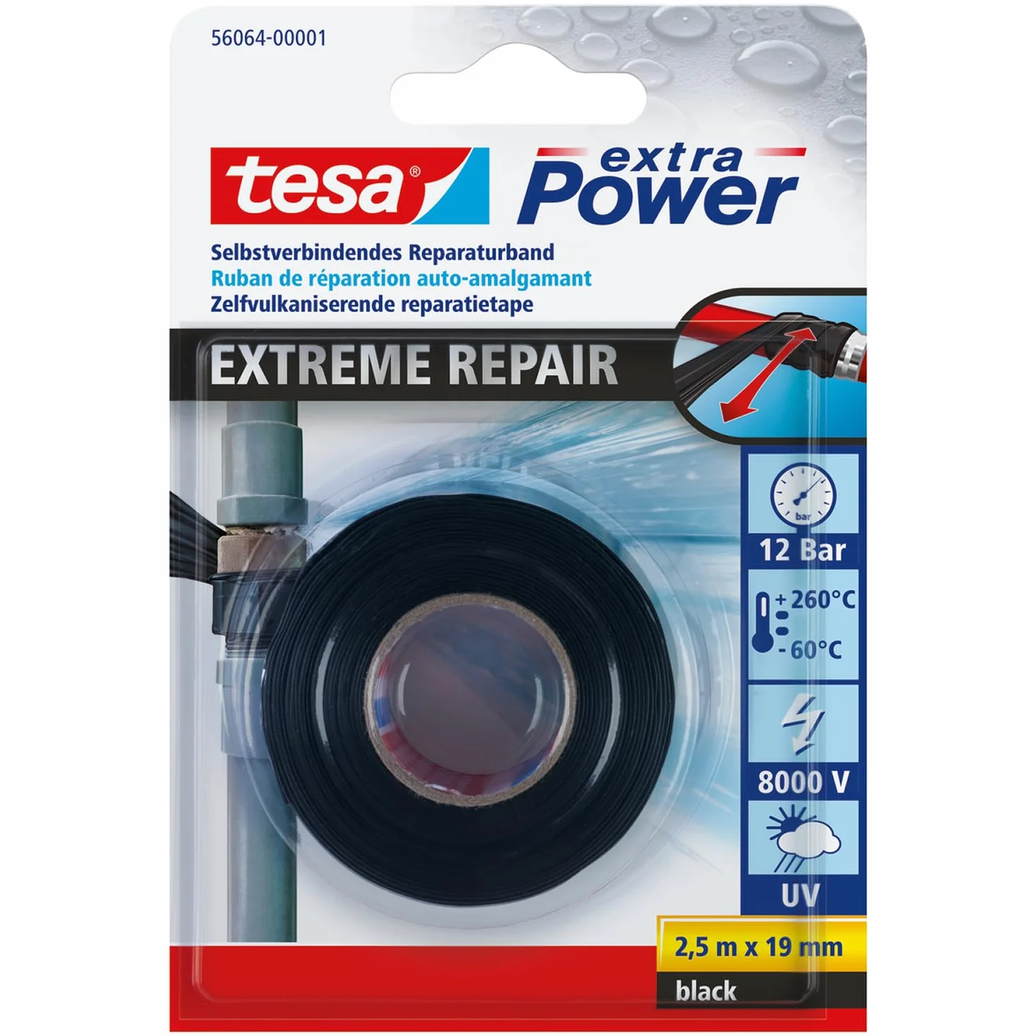 Tesa 56064-00001-00 Taśma Uszczelniająca, Czarny, 2,5m x 19mm