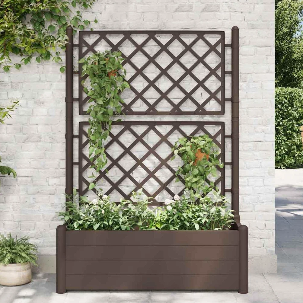 vidaXL Skrzynia na rośliny z trejażem 100x43x142 cm PP mokka