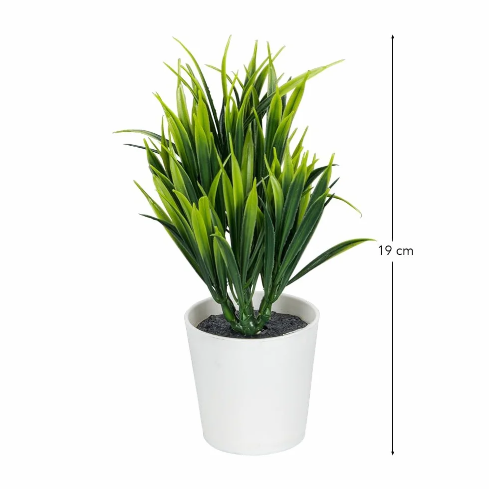 Dekoracyjna trawa w doniczce biała 19 cm tworzywo sztuczne