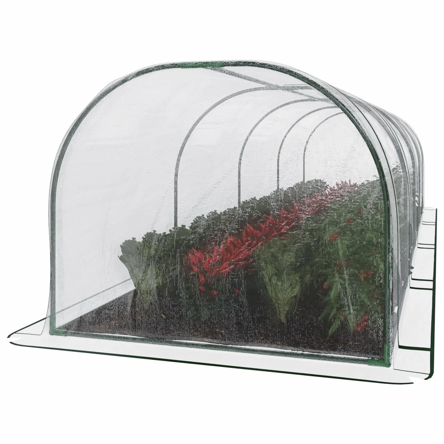 Stalowa szklarnia tunelowa 295x100x80 cm przezroczysta plandeka PCV z 3 drzwiami