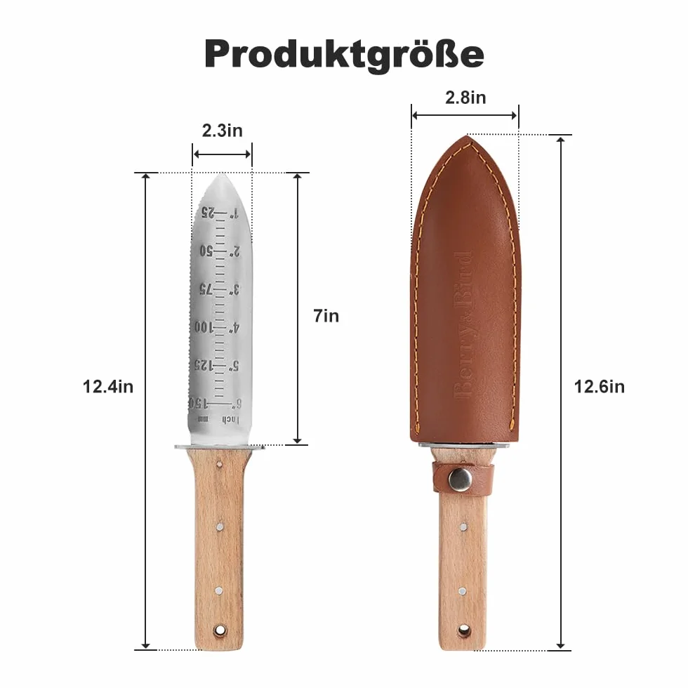 Berry&Bird Hori-Hori Gartenmesser 177.8mm gezackte Klinge Unkraut Wurzeln Gartenarbeit