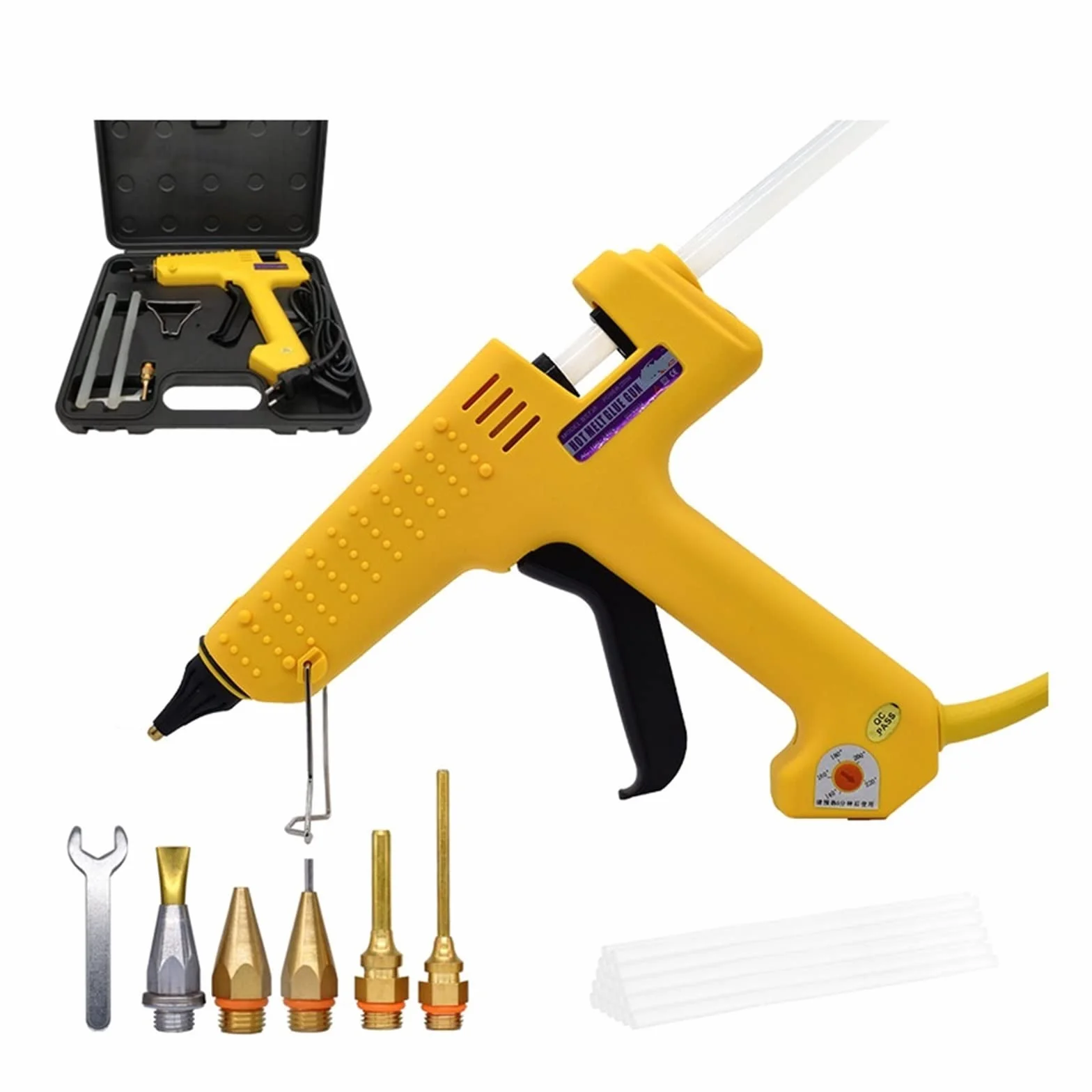 Pistolet do Kleju, 250W profesjonalny pistolet do klejenia na gorąco z zestawem narzędzi dysza z czystej miedzi regulowana temperatura wysokie zużycie energii 11mm klej w sztyfcie(SET-2,TYPE_250W)