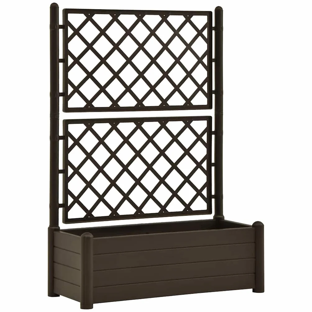 vidaXL Skrzynia na rośliny z trejażem 100x43x142 cm PP mokka