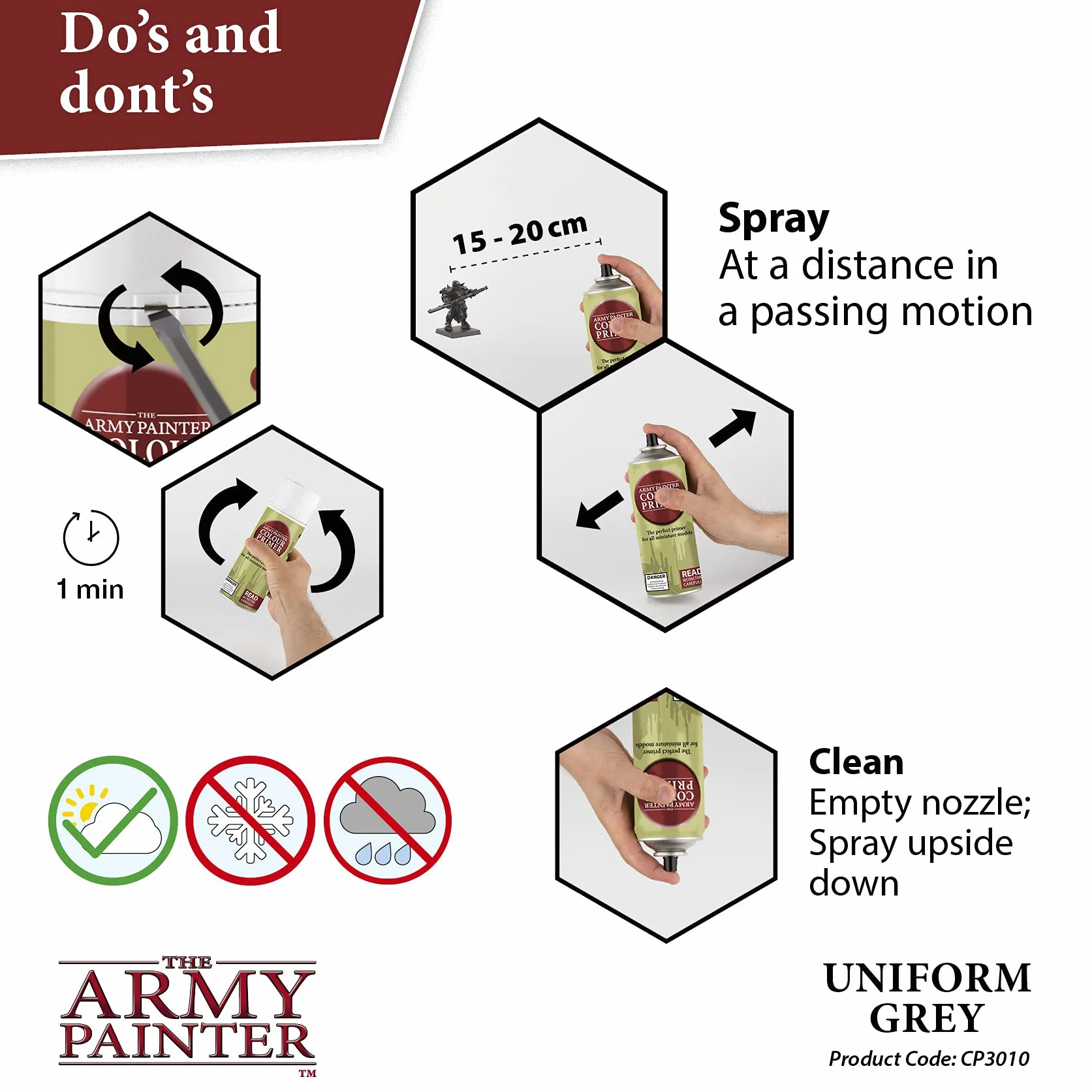 The Army Painter Colour Primer Uniform Grey, 400 mL akrylowy spray podkładowy, farba w sprayu do grundowania figurek, modelowania figurek do gier fabularnych, planszowych i bitewnych