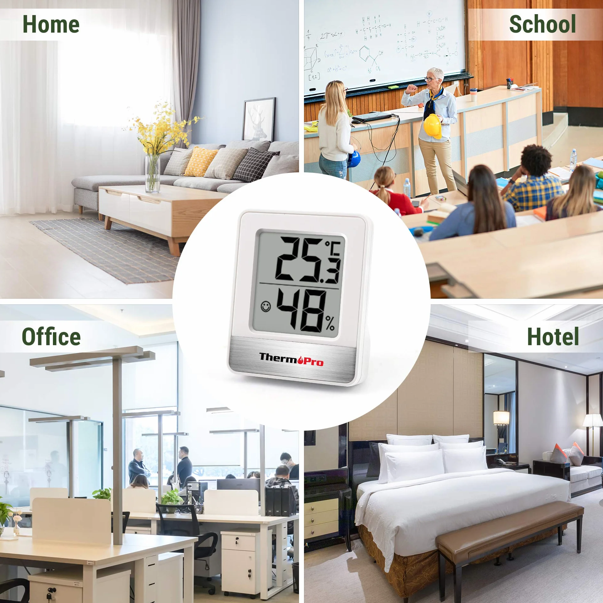 ThermoPro TP49-2 cyfrowy higrometr termometr monitor temperatury i wilgotności powietrza 2 sztuki
