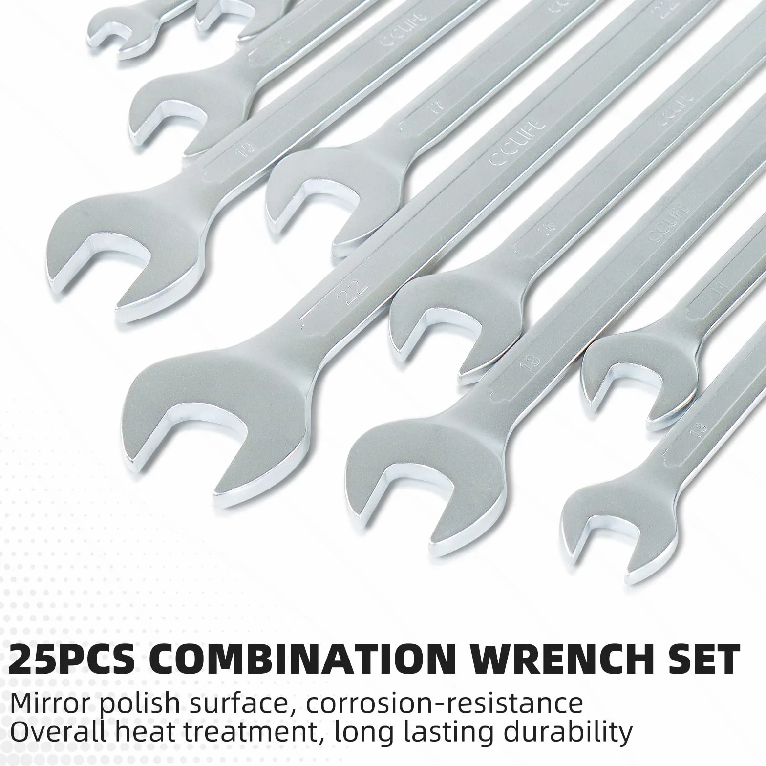 CCLIFE Zestaw kluczy płasko-oczkowych, Cr-V 72 zęby 6-32 mm, 25 szt.