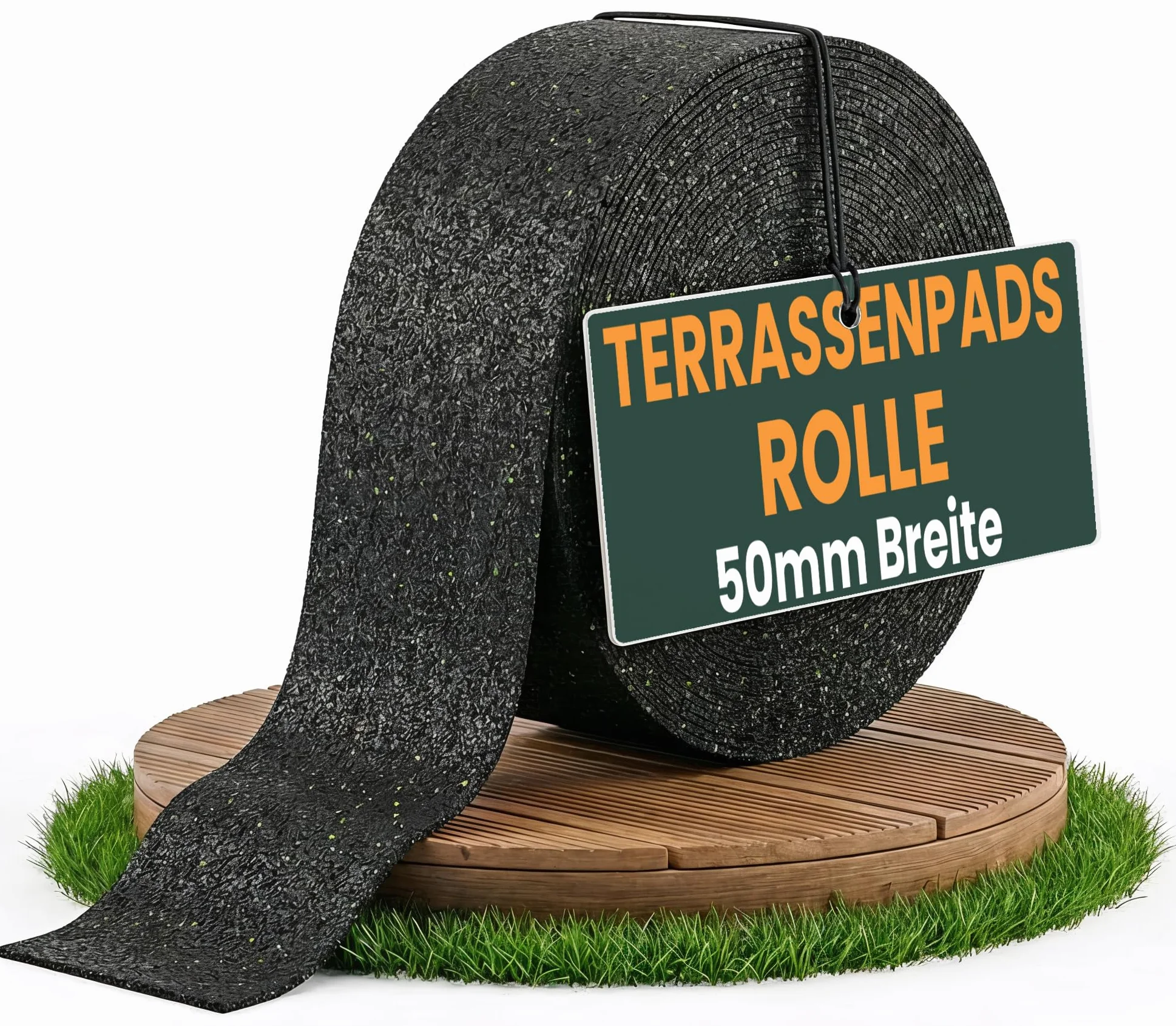 Podkładki tarasowe rolka 2m x 50mm x 3mm – mata montażowa z granulatu gumowego do tarasu i desek tarasowych – podkonstrukcja wpc – antypoślizgowa, wykonana w Niemczech