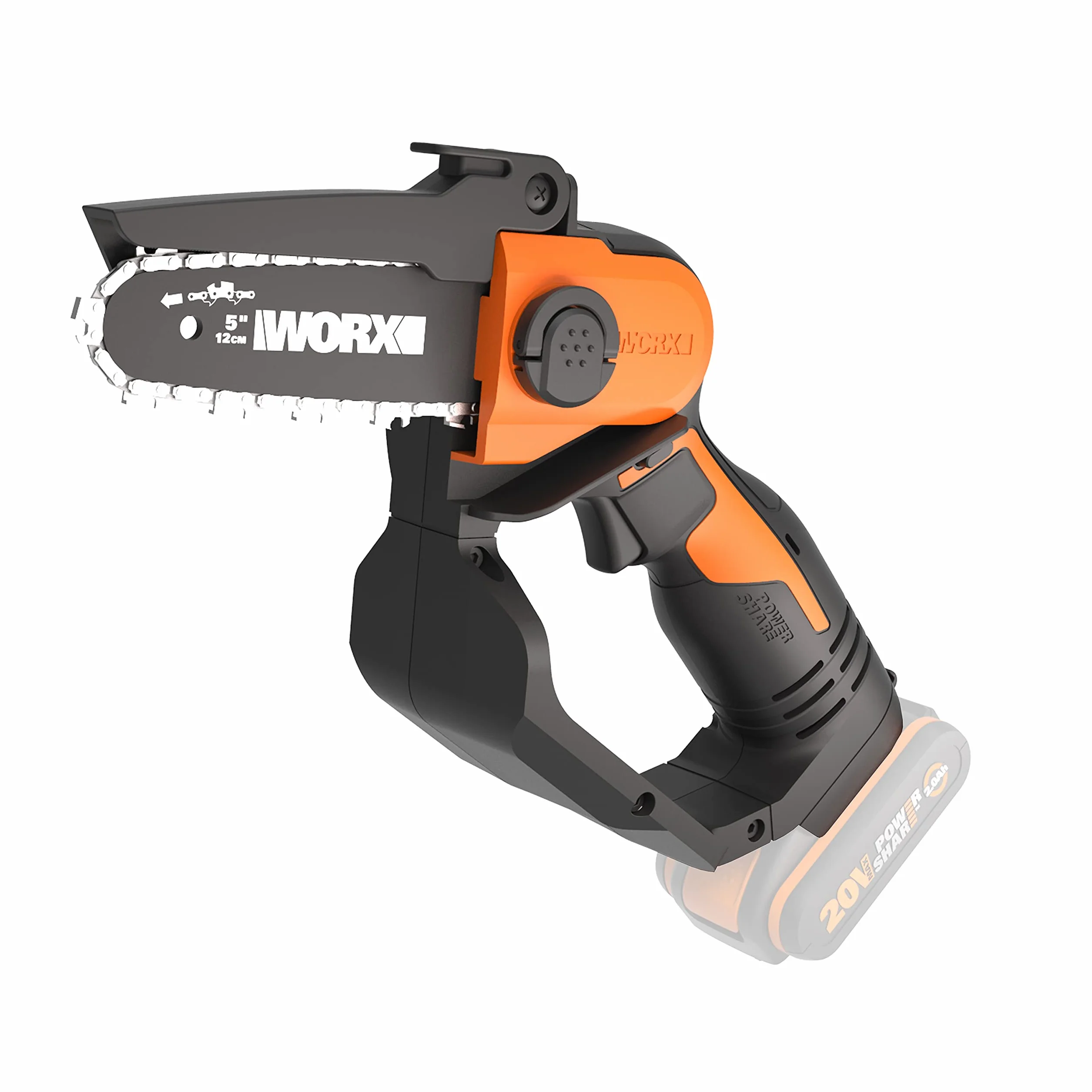 WORX WG324E.9 Akumulatorowa Jednoręczna Pilarka do Gałęzi 20V, Ostrze 12 cm, Kompatybilna z Powershare
