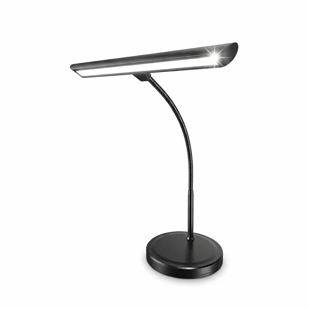Infitronic IN18LEDKL – 18 diod LED, lampa fortepianowa, lampa stołowa, ciepłe białe światło, możliwość ściemniania, gniazdo ładowania USB typu A (wersja czarna)