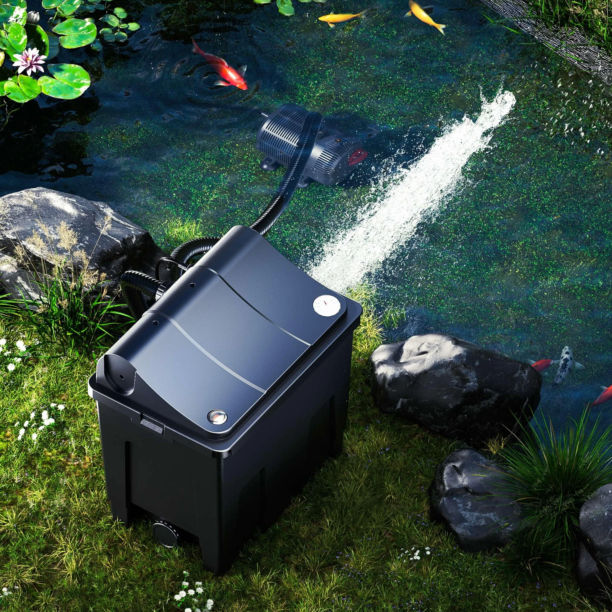SunSun Bio filtr do stawu CBF-200T kompletny system filtracyjny 9 W UVC i pompa 2300 L/h 35 W