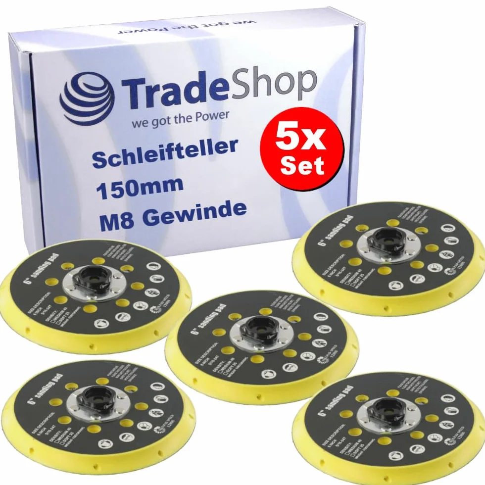 Trade-Shop talerz szlifierski, talerz podporowy 150 mm, kompatybilny z Makita BO6030 BO6040, kompatybilny z szlifierkami mimośrodowymi Festool RO1 ET2 ES150 ETS150