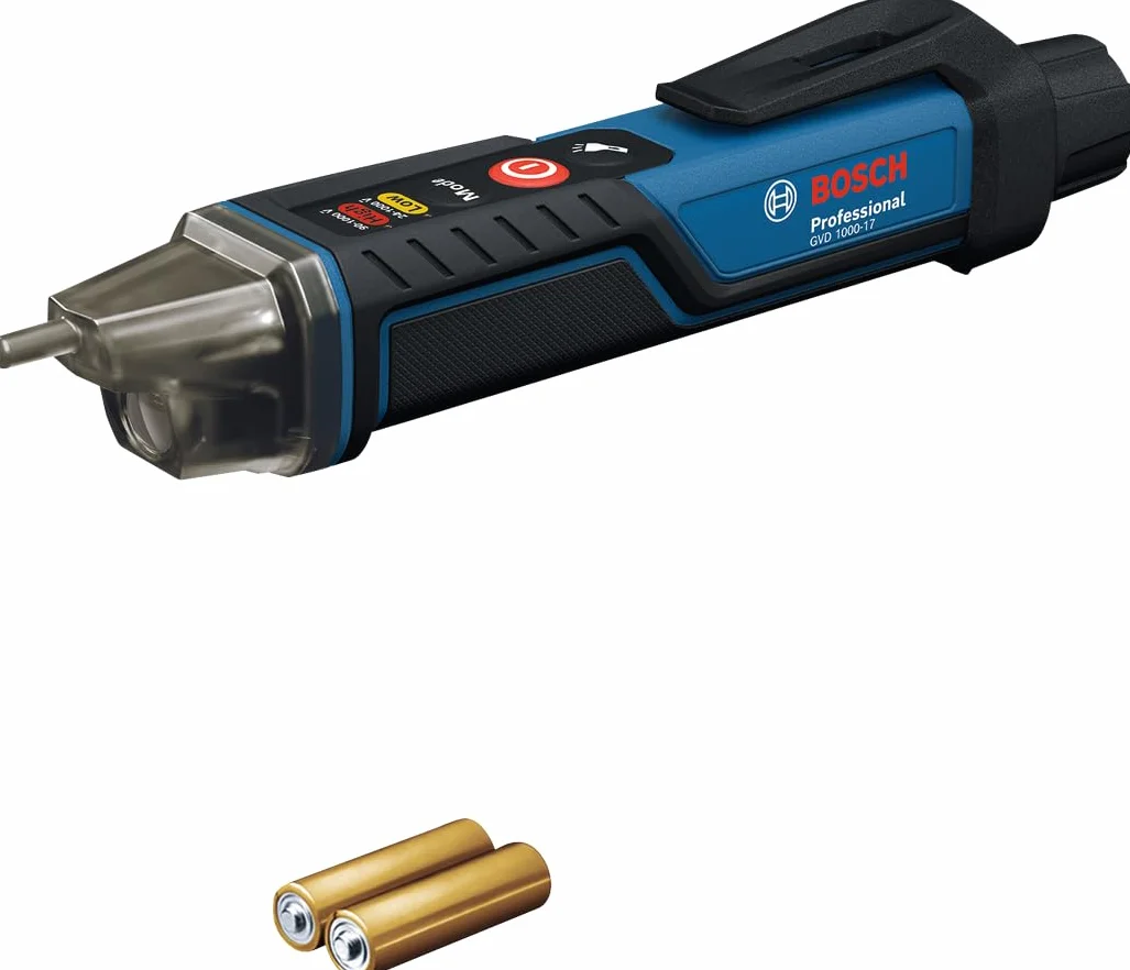 Bosch Professional Tester elektryczny GVD 1000-17 (bezdotykowe wykrywanie napięcia, IP67, podwójny zakres 24-1000V AC, zintegrowana latarka, zaczep do paska, CAT IV 1000V)
