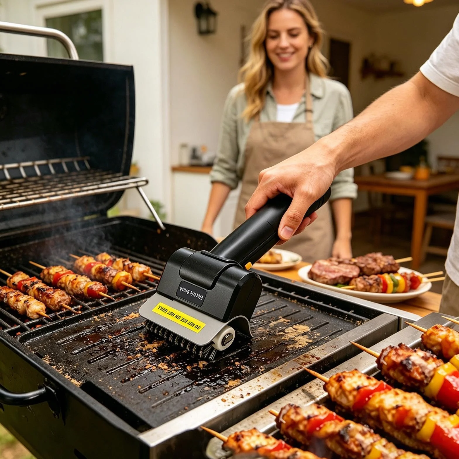 Electric Barbecue Brush USB Rechargeable Grill Cleaner Automatic BBQ Brush for Outdoor Camping