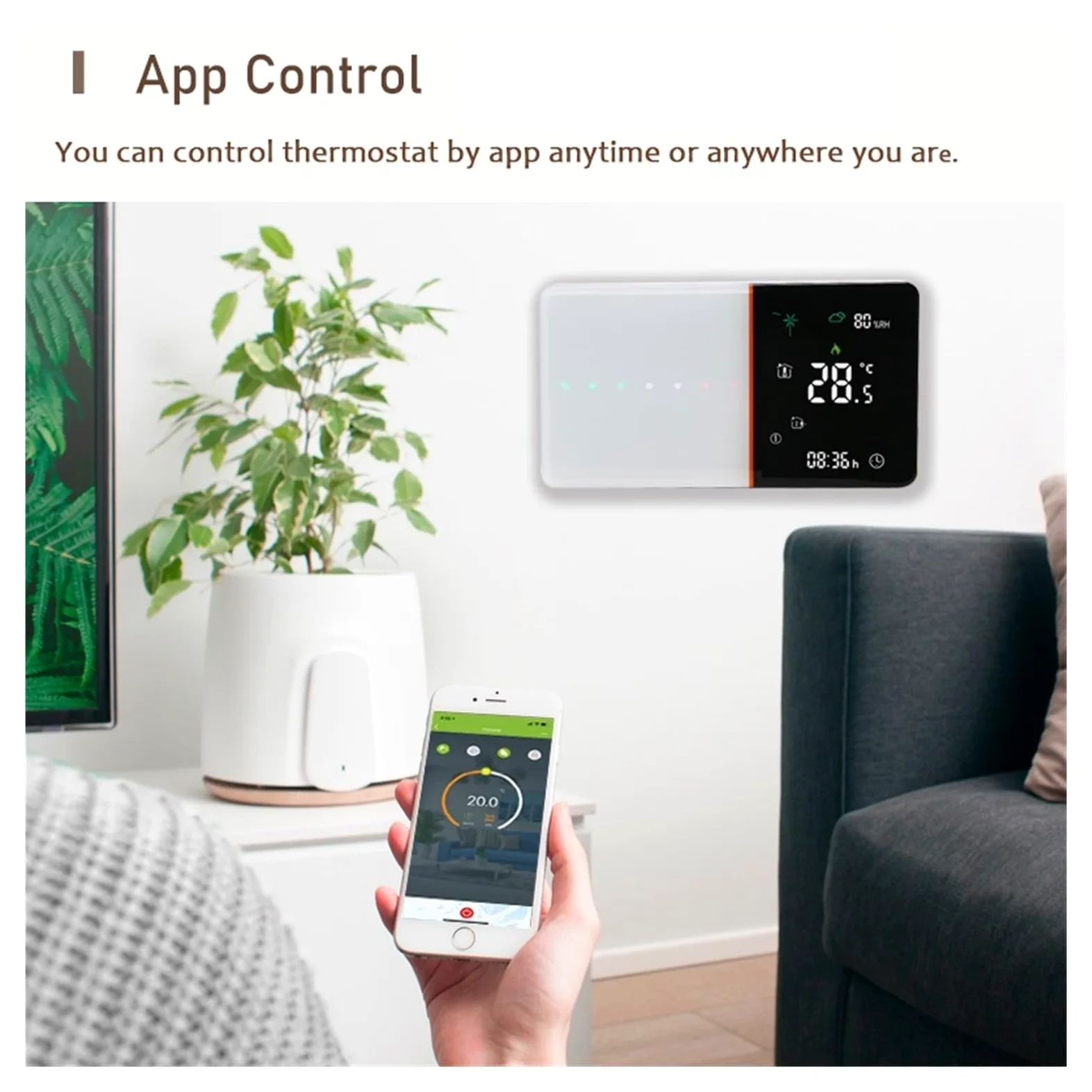 Inteligentny termostat, Inteligentny termostat do kotła gazowego, ogrzewanie pokojowe przewodowy regulator temperatury Kontroler ekranu dotykowego podświetlenia domu(For Electric)