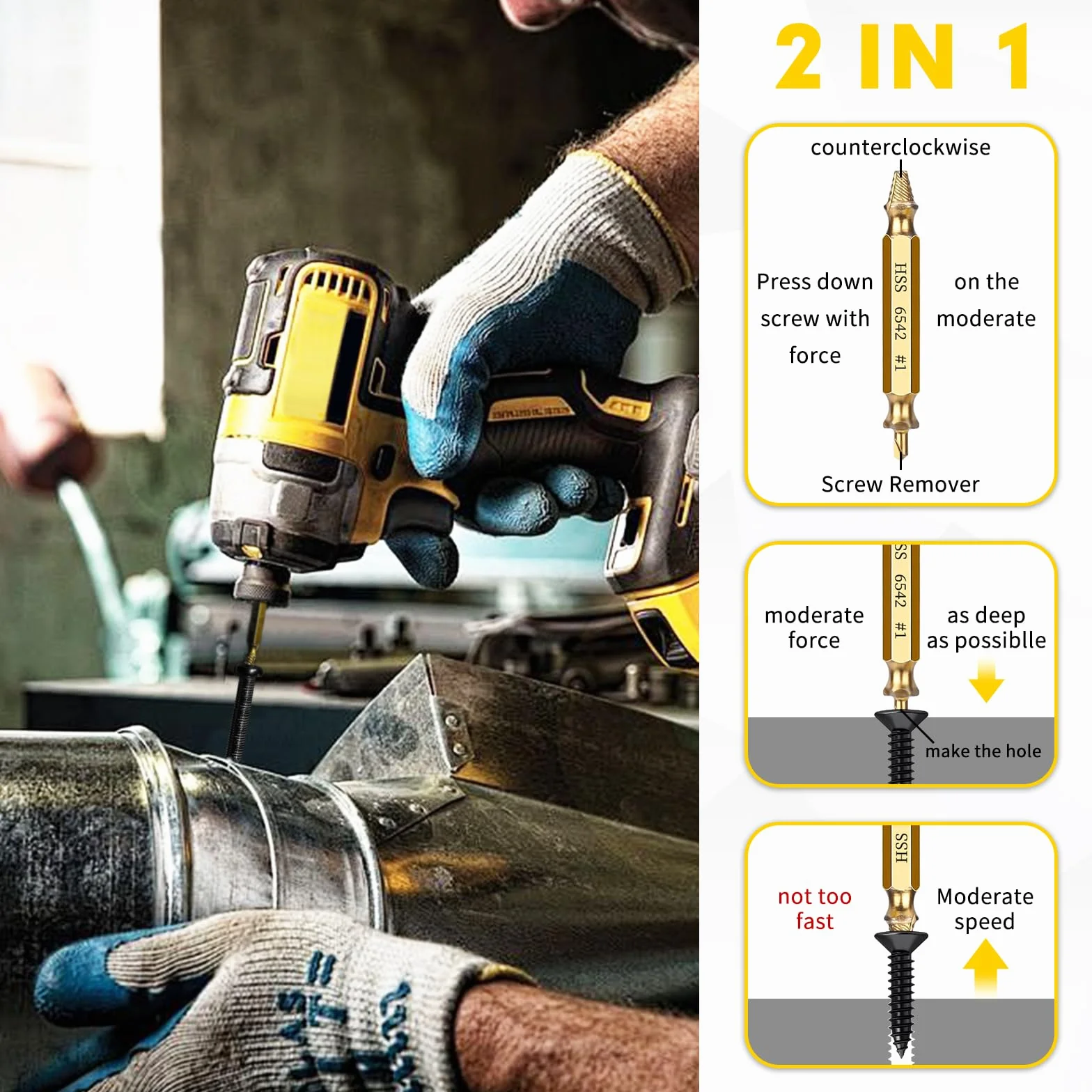 Zestaw 12 wykrętaków do śrub z łbem walcowym Zestaw wykrętaków do śrub Easy Out, zestaw wykrętaków HSS 6542, do usuwania zerwanych śrub i śrub