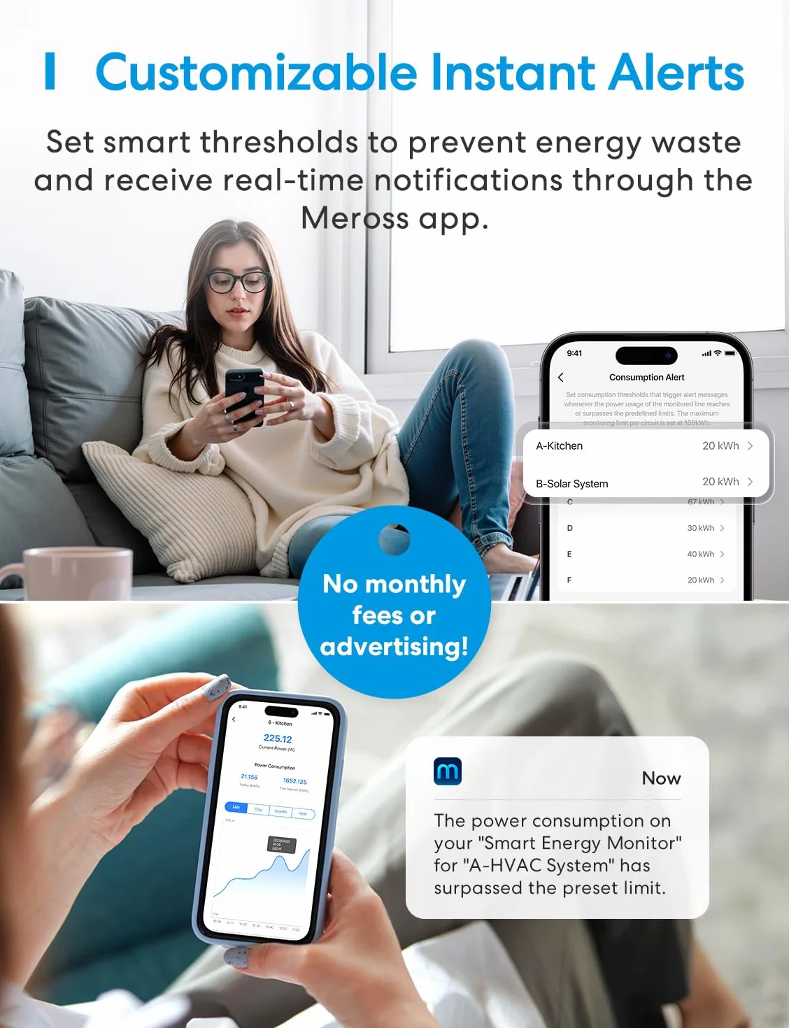 Meross EM06 (150 A) inteligentny miernik Wi-Fi, 3-fazowy licznik prądu z 6 kanałami pomiarowymi, licznik energii na szynie DIN z monitorowaniem prądu do paneli słonecznych, systemów PV, gospodarstw