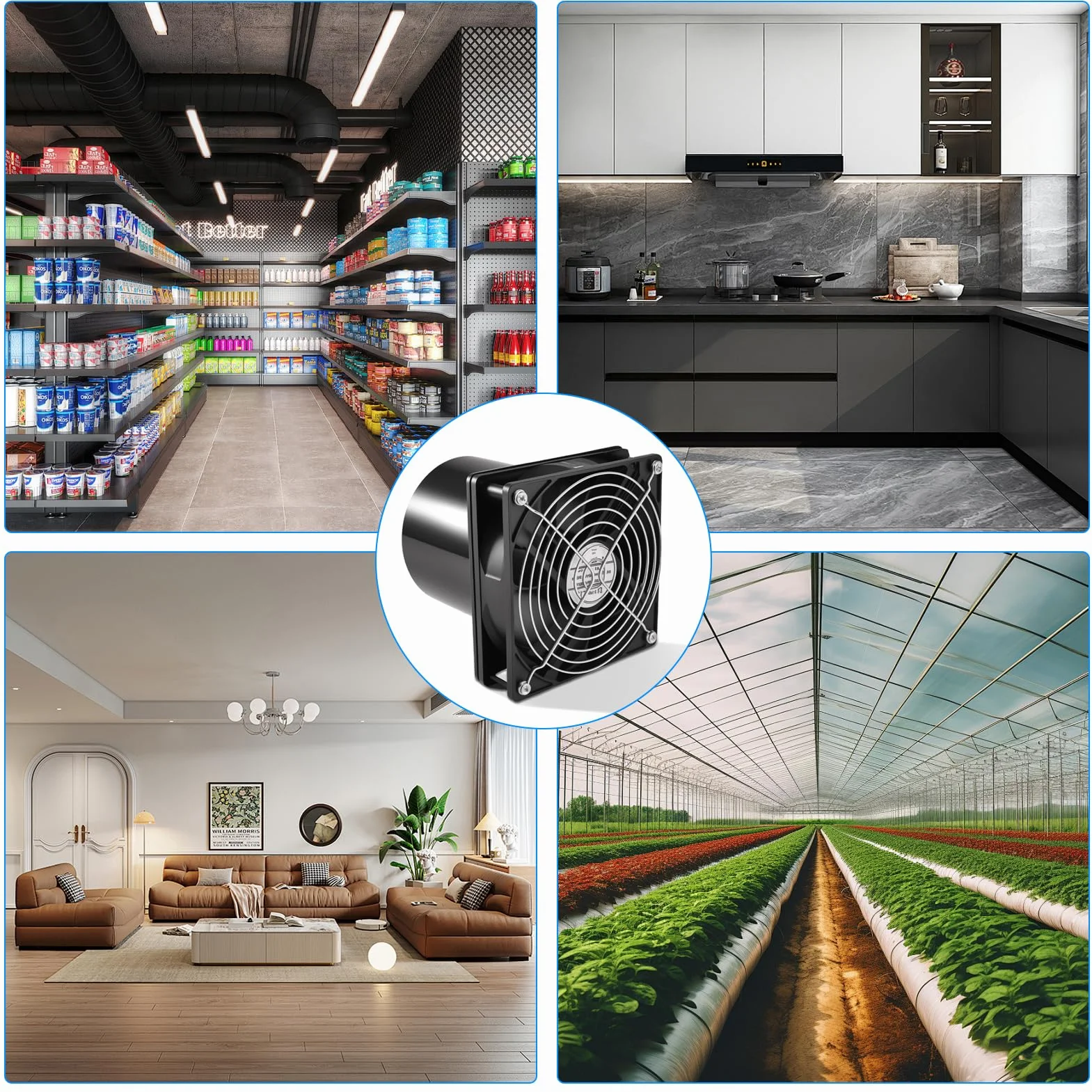 Joycabin Wentylator rurowy 100 mm, z regulatorem prędkości, odporny na wysokie temperatury, cichy wentylator do kuchni, WC, garażu, szklarni, cyrkulacji powietrza