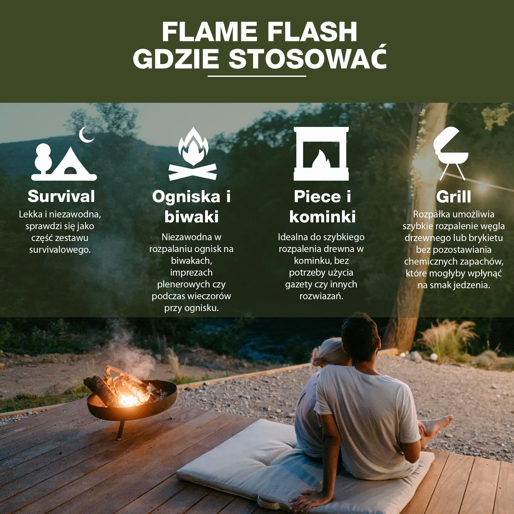 SWISSINNO Naturalne podpałki Flame Flash Ekologiczne rozpałki do kominków 500 g