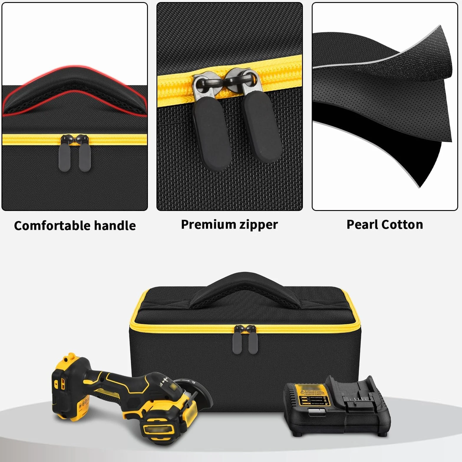 Torba kompatybilna z DEWALT 20 V MAX narzędzie odcinające 3 w 1 bezszczotkowe (DCS438B), etui do przechowywania, organizer na ładowarkę, baterie, koło tnące i inne akcesoria (tylko pudełko)
