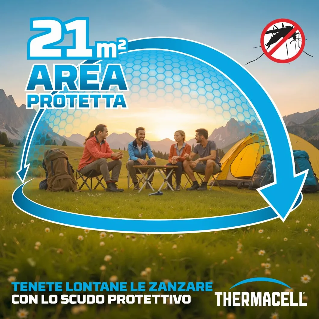 Thermacell Przenośny środek odstraszający komary, ochrona 21 m², zestaw 12-godzinny wkład + 3 płytki, niebieski