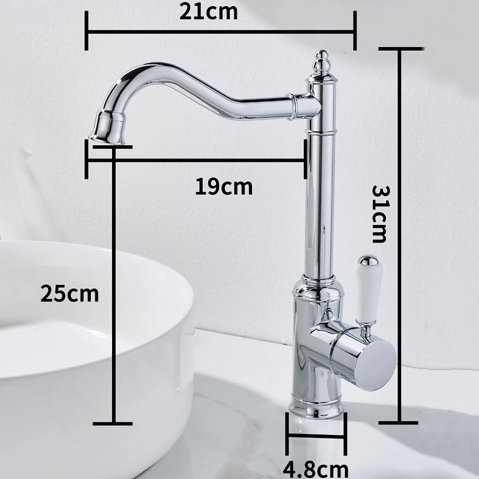 Ceramiczne krany umywalkowe w stylu vintage z obrotem 360° do umywalek łazienkowych