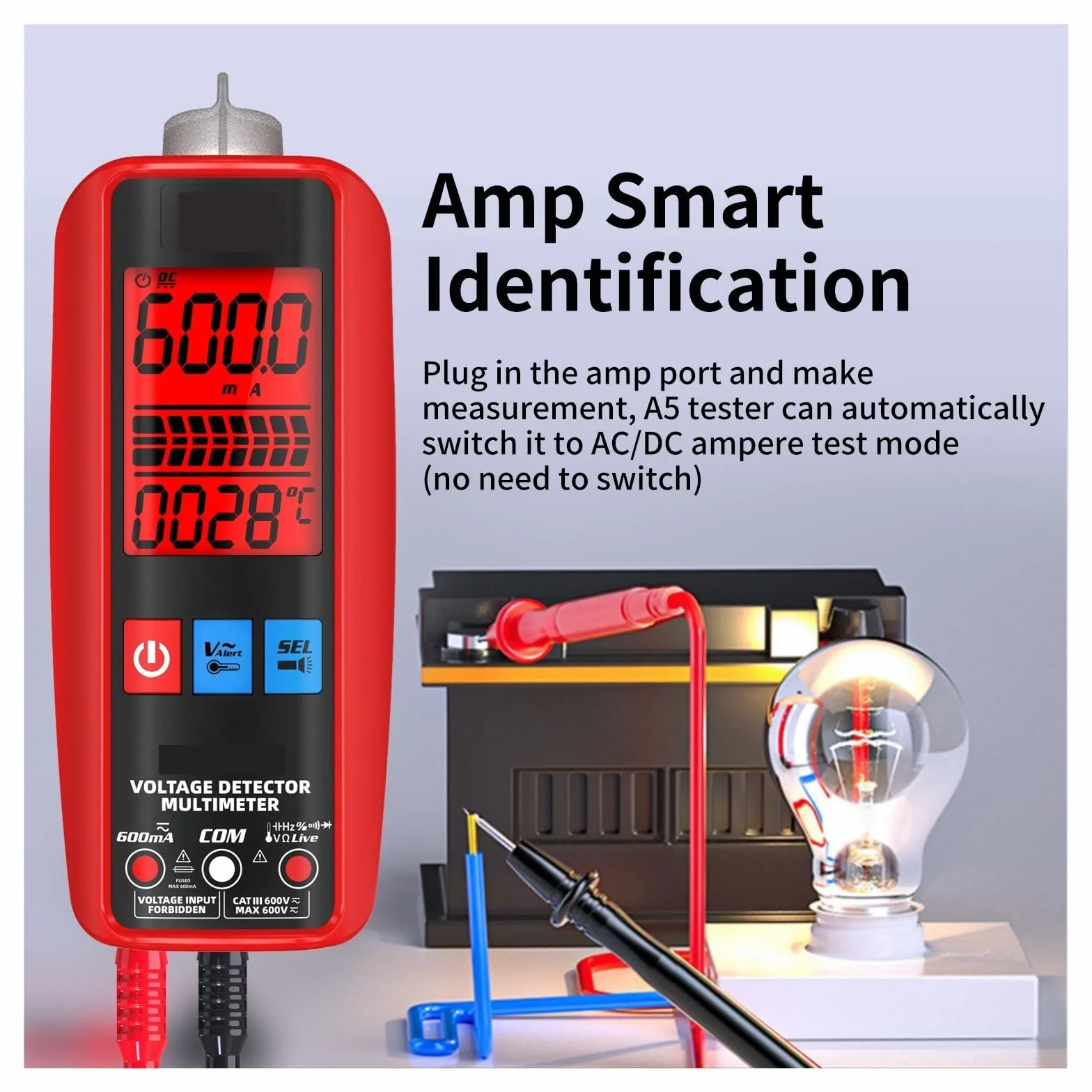 Inteligentny Multimetr Cyfrowy VFC DC AC Tester Napięcia Woltomierz True Dioda Pojemnościowa Ohm NCV Bezdotykowy Szybko Dokładnie Łatwy Odczyt(A5X USB Charging)