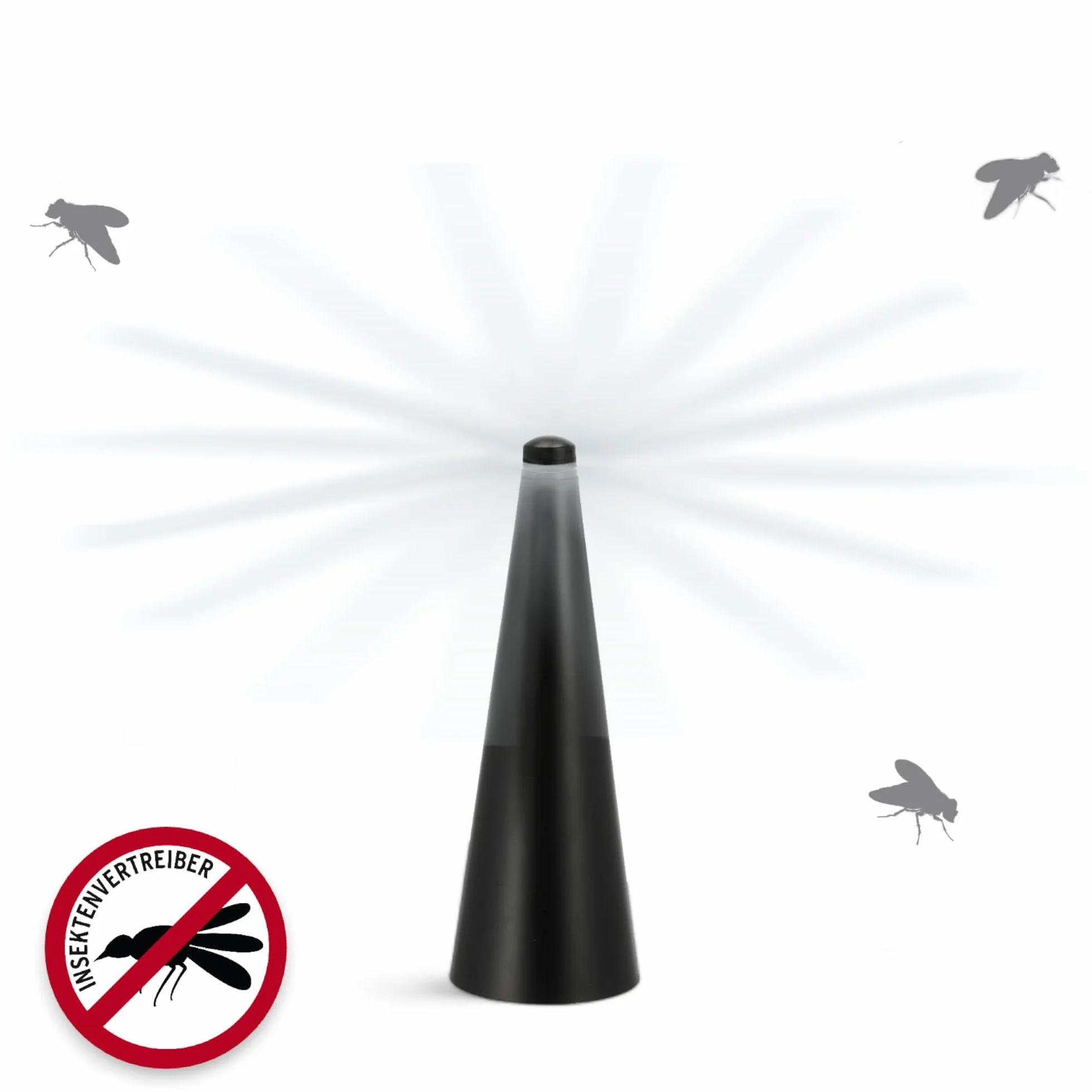 MIJOMA Środek przeciw owadom odstraszacz owadów 360 stopni zasilany bateriami 25 cm czarny