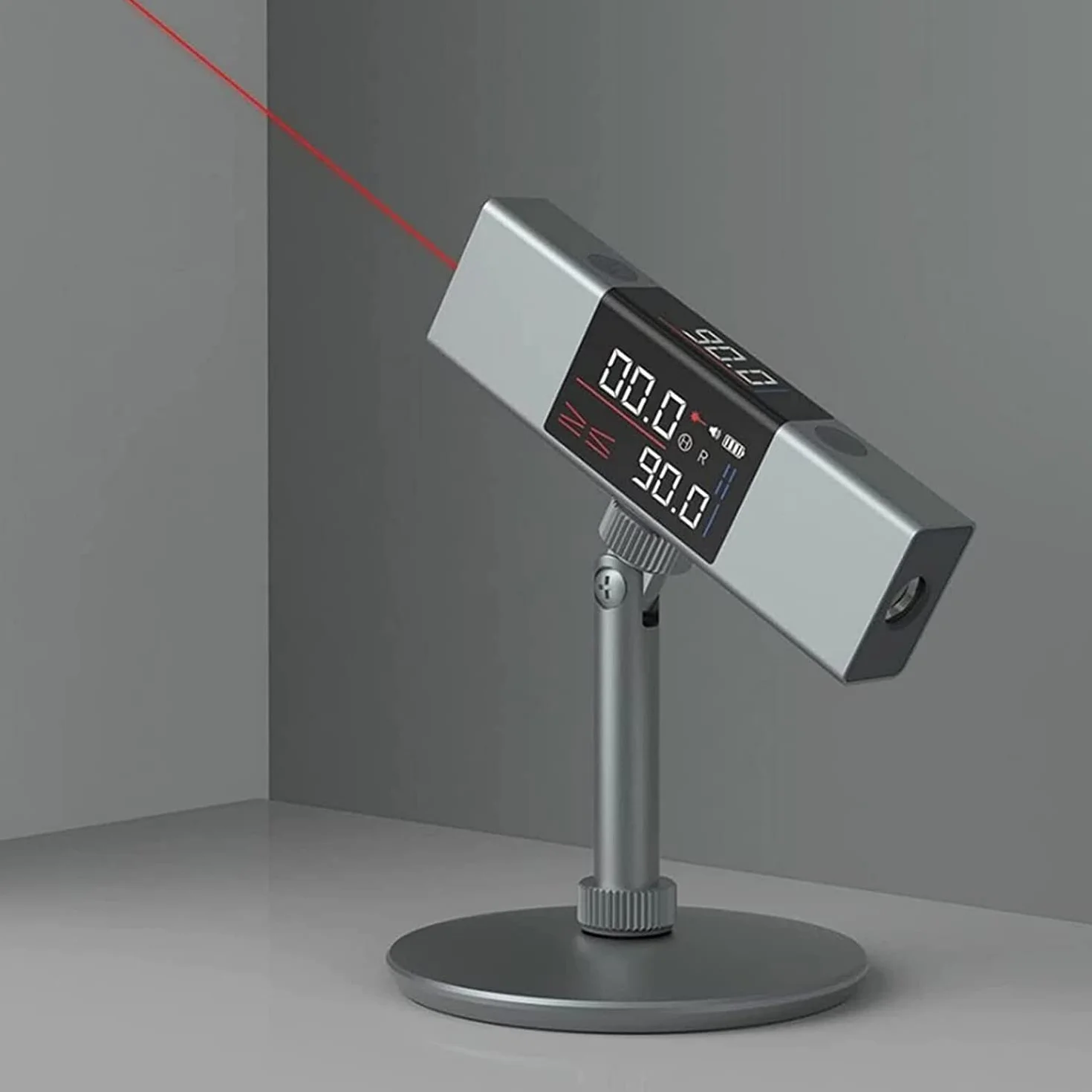 Laserowa linijka kątowa, podwójny laser, duży wykrywacz kątowy LCD i statyw w zestawie do szybkich i profesjonalnych pomiarów