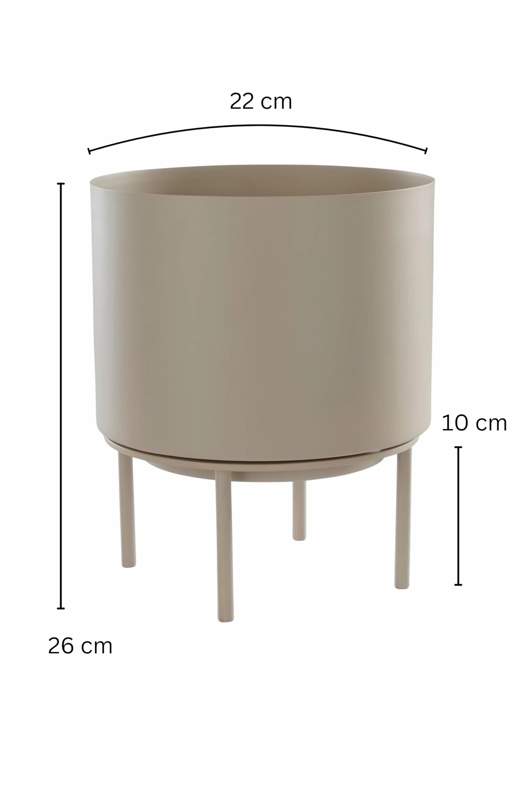 Jotex Monique uniwersalna doniczka na kwiaty z żelaza, z małym stelażem, do użytku wewnątrz i na zewnątrz, beżowa roślina, wysokość 26 cm, Ø 22 cm