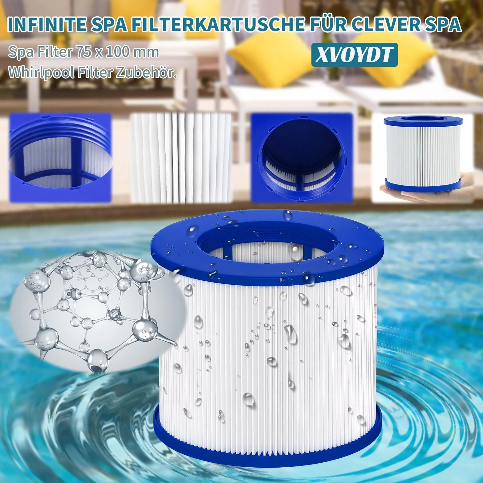Clever Spa wkład z gwintem śrubowym 75 x 100 mm, wysokość 75 mm, 12 sztuk