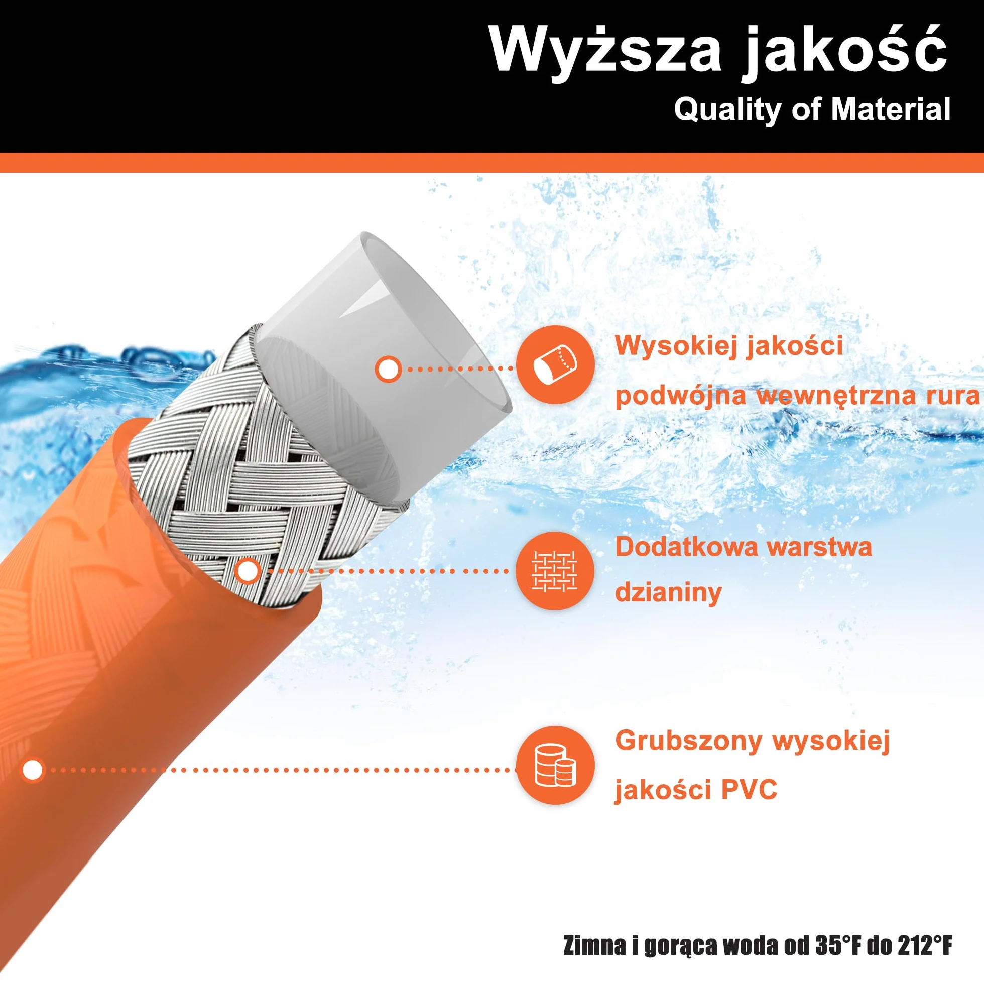 Wąż myjki wysokociśnieniowej 15 m 1/4 cala M22 14 mm 3600 PSI mosiężne przyłącze obrotowe